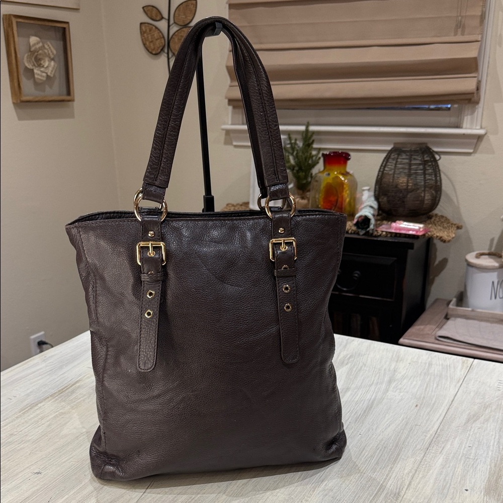 Michael Kors Dark Brown Large Leather Tote